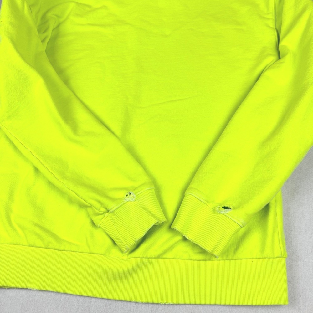 KUT from the Kloth Womens Neon Yellow Distressed French Terry Hoodie Large - Picture 5 of 5